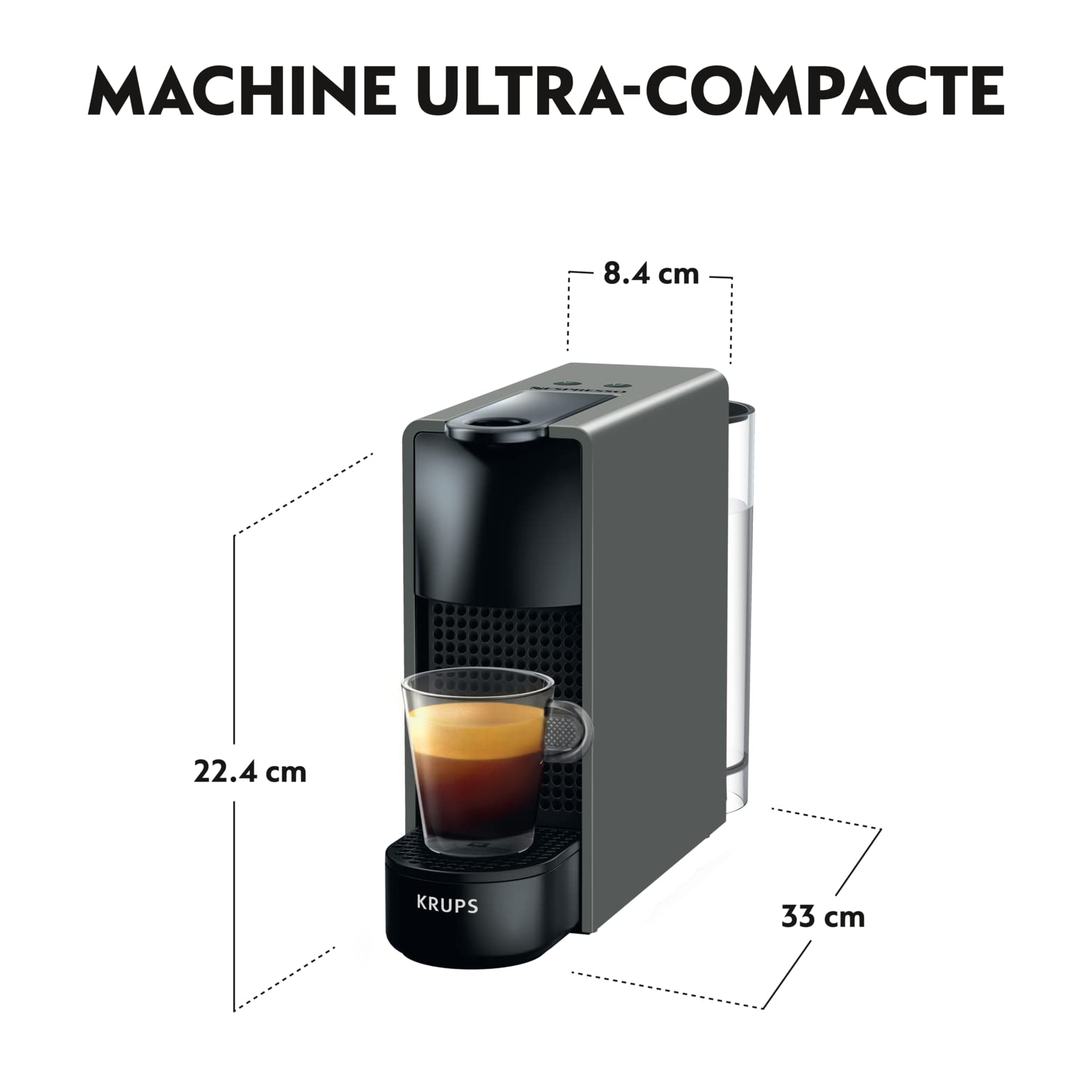 Innovexy – Machine à Café à Capsules Compacte, Espresso & Lungo, Gris Intense