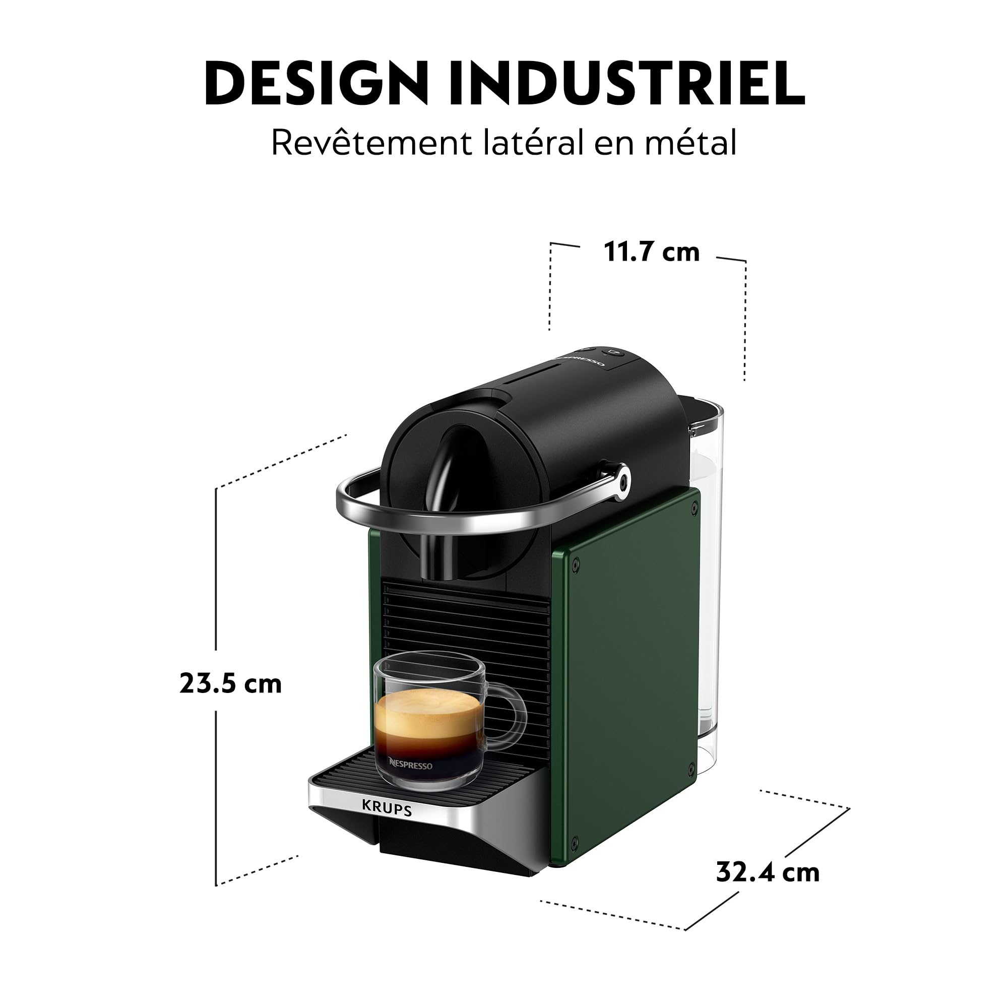 Innovexy – Machine à Café à Capsules Espresso & Lungo, Design Métal Compact, Vert Foncé