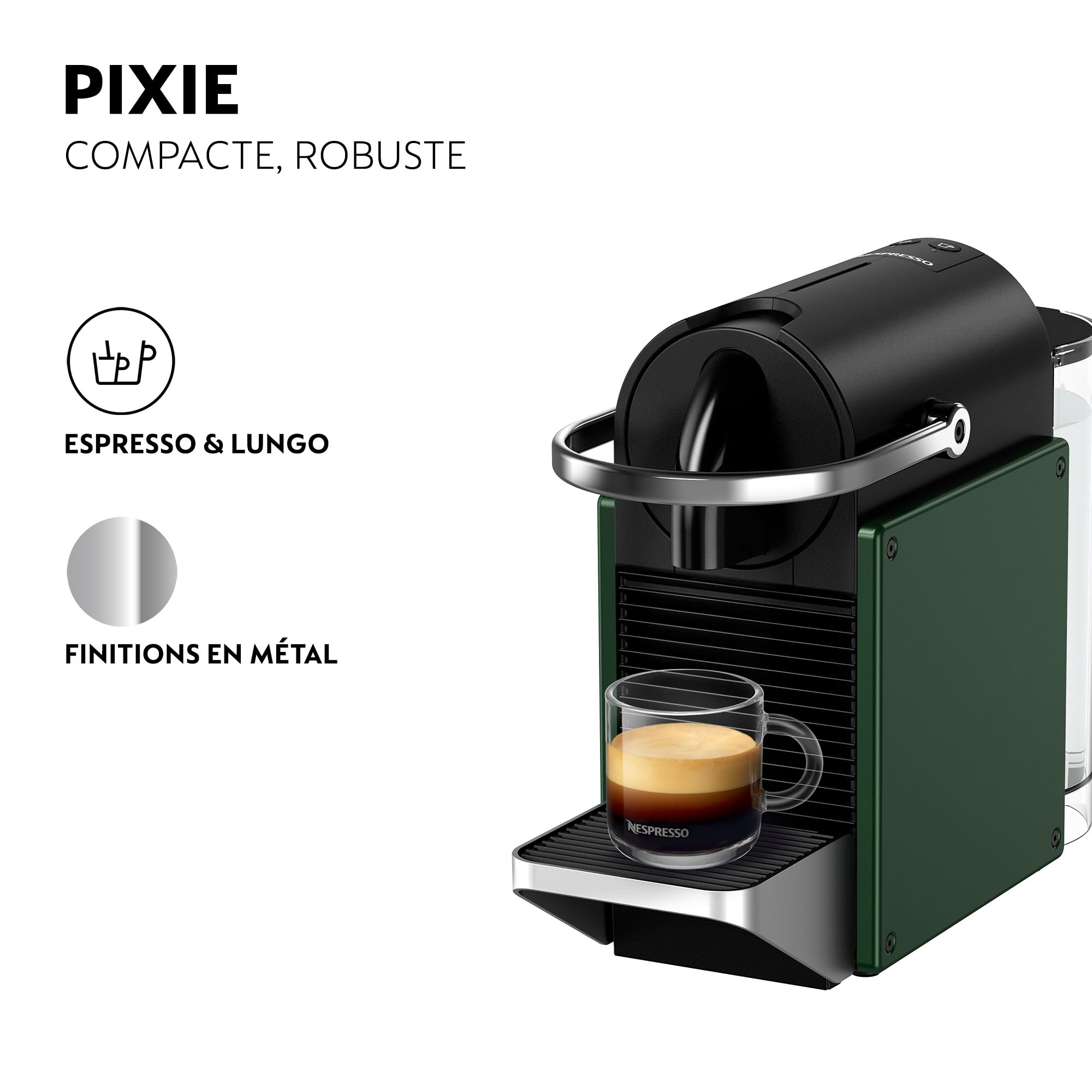 Innovexy – Machine à Café à Capsules Espresso & Lungo, Design Métal Compact, Vert Foncé